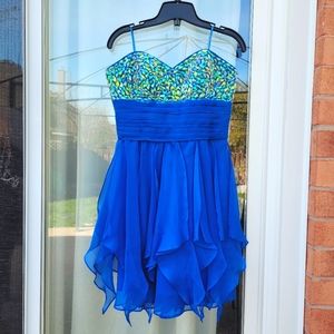 Royal blue crystal embellishments dress